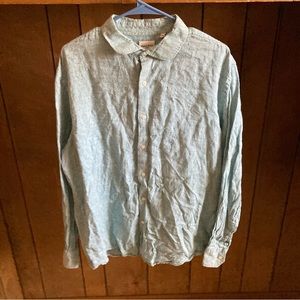 Baird McNutt Murano Linen Shirt Mens XL Green Long Sleeve Button Up Casual